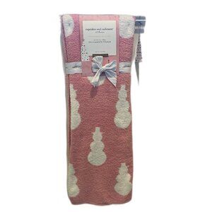 CUPCAKES AND CASHMERE VIRAL Pink Pastel Snowman Blanket Throw 50x70 Christmas